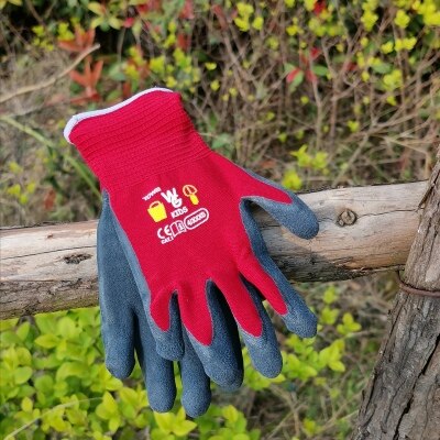 Children&#39;s Gloves Anti-Cutting Gloves Gardening Labor Weeding and Puncture-Proof Latex Garden Gloves One Pair Hands Protection: brightred 3-5