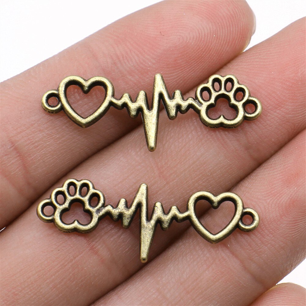 20pcs Charms Dog Paw Tibetan Bronze Silver Color Pendants Antique Jewelry Making DIY Handmade Craft: Blue white zinc plated