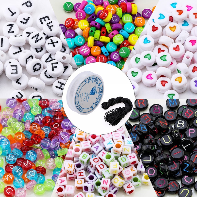 800 teile/los gemischt knapp Perlen Alphabet Perlen runde Acryl knapp Perlen Für DIY Schmuck Machen handwerk freundlicher