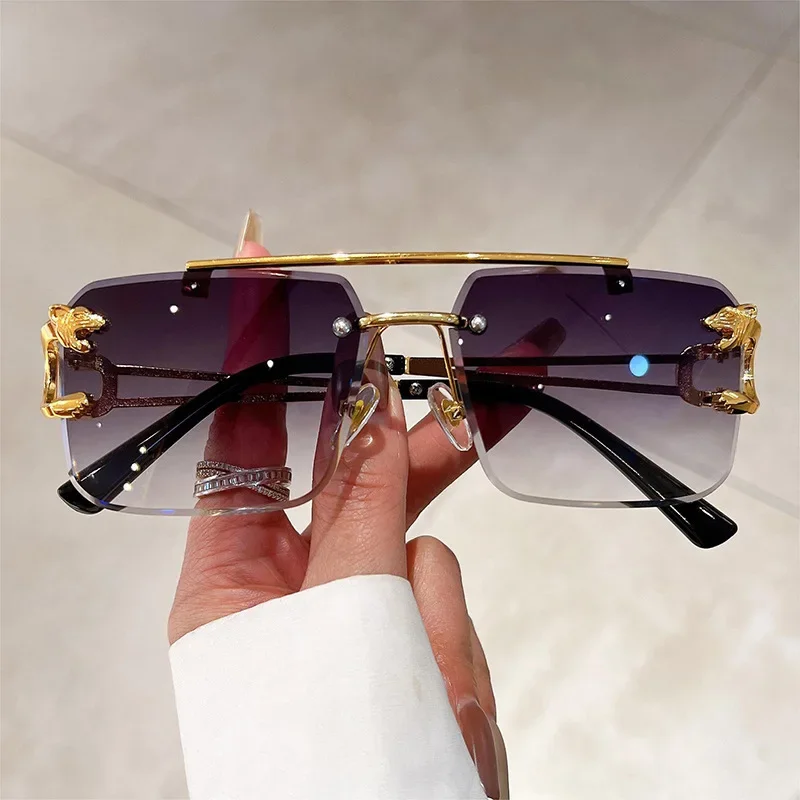 Sunglasses Men Rimless Sun Glasses Shades Lens Ladies Frameless Eyeglasses