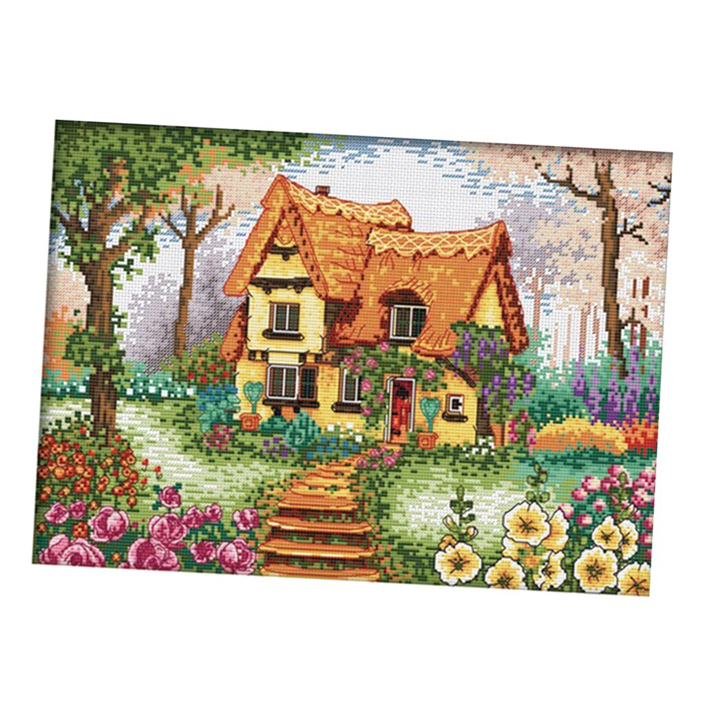 11CT Stamped Cross Stitch Kits Sew Patterns Cross-Stitch Pattern Beautiful House