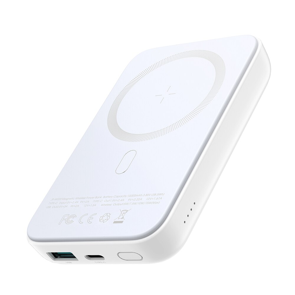 Joyroom Power Bank 10000mAh Magnetic Wireless Charging Powerbank 20W For iPhone 12 13 Pro Max Portable Battery Charger Poverbank: White Powerbank