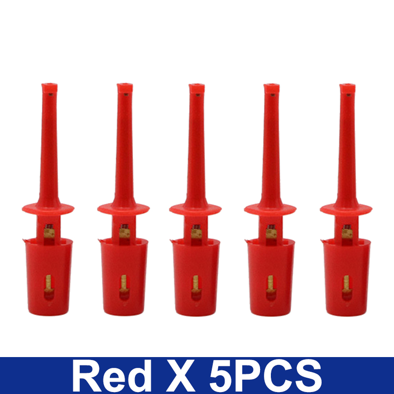 5PCS Mini Single Test Hook Clip Test Probe For Electronic Testing IC Grabber Large Round Crocodile Clip Hook Test Clip: Red