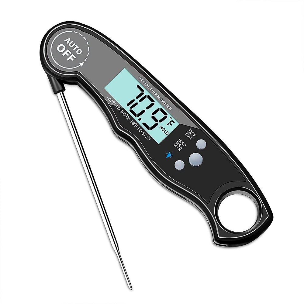 AIRMSEN Termómetro Digital para alimentos, termómetro de cocina, sonda de cocción de carne, agua, leche, barbacoa, horno electrónico, herramientas de cocina impermeables: Negro