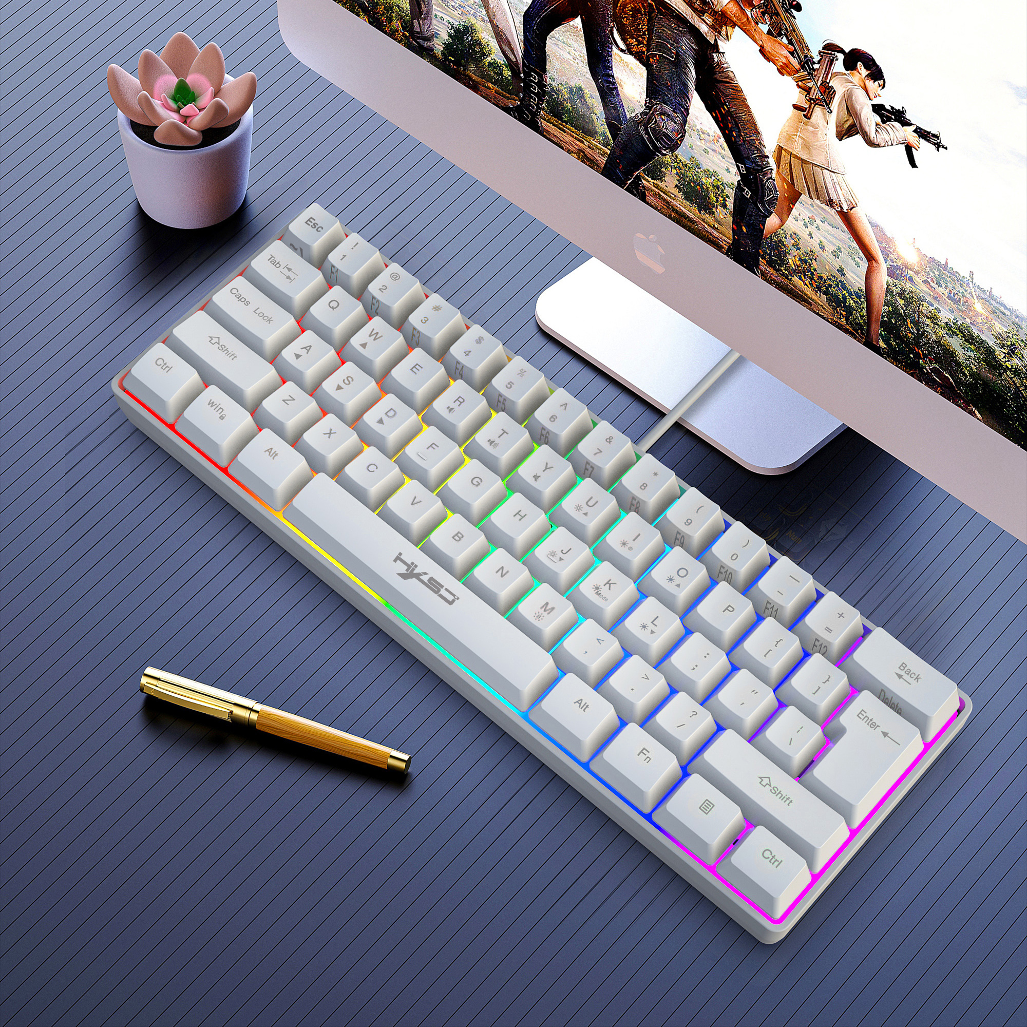 61 Keys Gaming Keyboard RGB Backlight Keyboard And Mouse Wired Gamer Keyboard for Computer MAC PS4