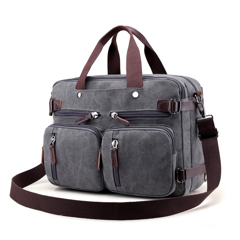 Los hombres bolsos de lona bandolera bandoleras cruzadas sólido alto capacidad hombre Casual de multifunción mochila portátil: Gray