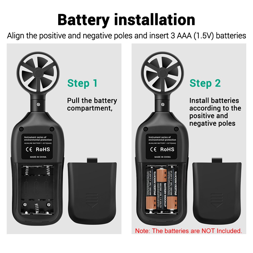Aneng Handheld Digitale Anemometer Hoge Precisie Wind Snelheid/Temperatuur Meter Digitale Meteorograph Compact En Ultra-Lichtgewicht