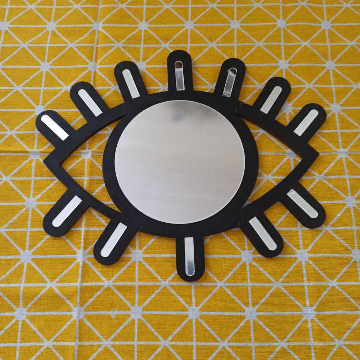 Espejo decorativo con forma de ojo, decoración artística innovadora de madera, espejo de maquillaje redondo, vestidor, espejo colgante de pared para baño, artesanías