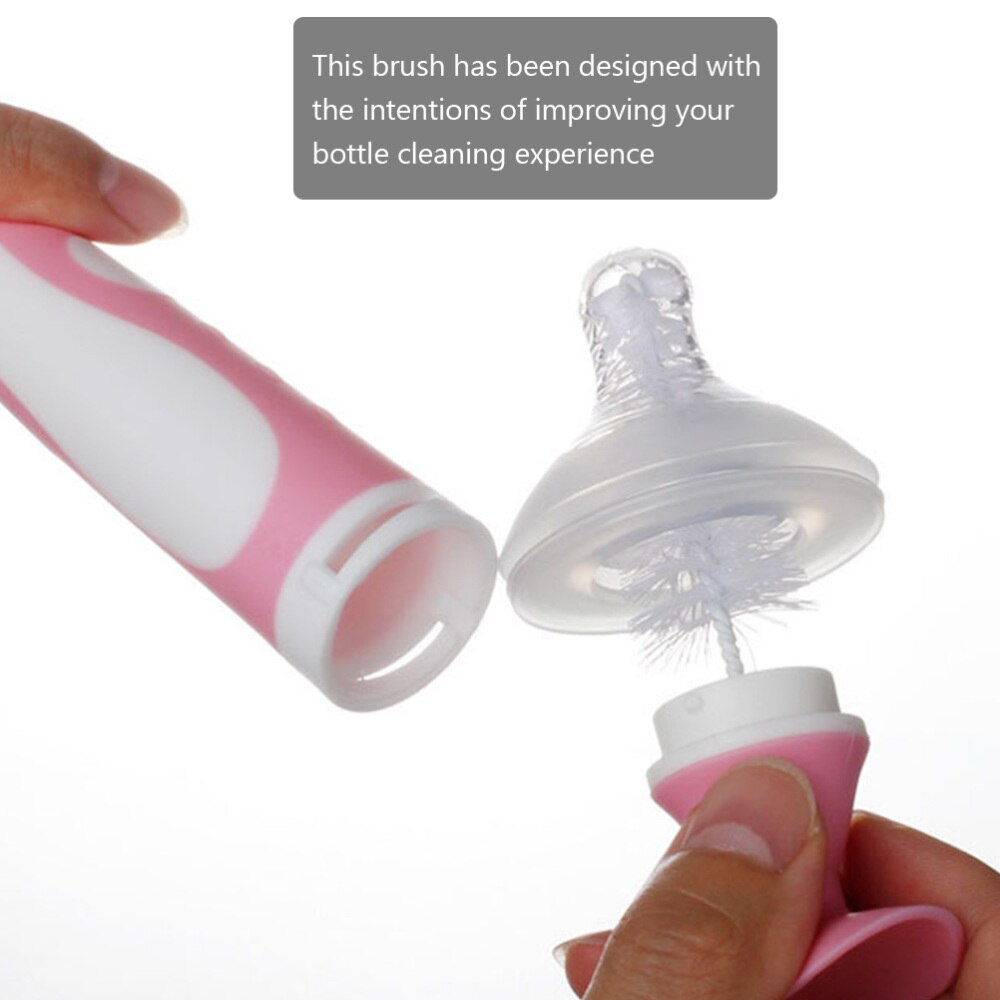 Cepillo para botella de leche de silicona 2 en 1, esponja limpiadora de 360 grados, juego de pinceles para botella de bebé
