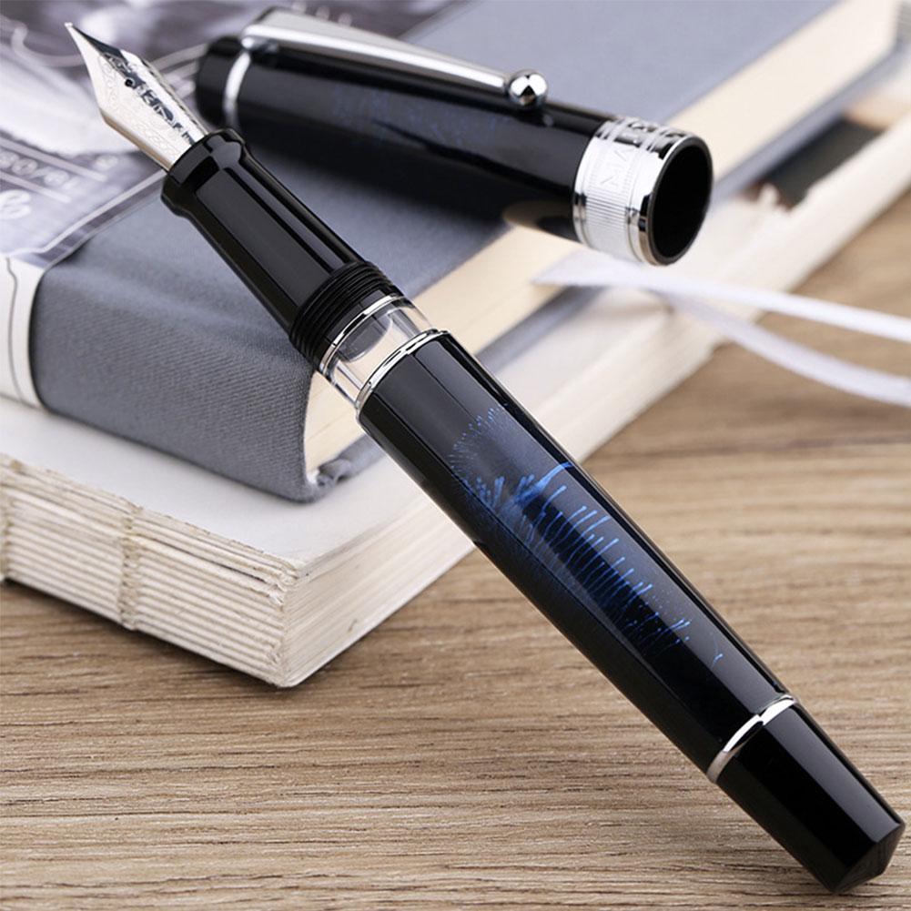 MAJOHN – stylo-plume à Piston T5, en métal Iridium EF/F/M, magnifique stylo à encre de grande capacité pour écriture, de bureau avec boîte