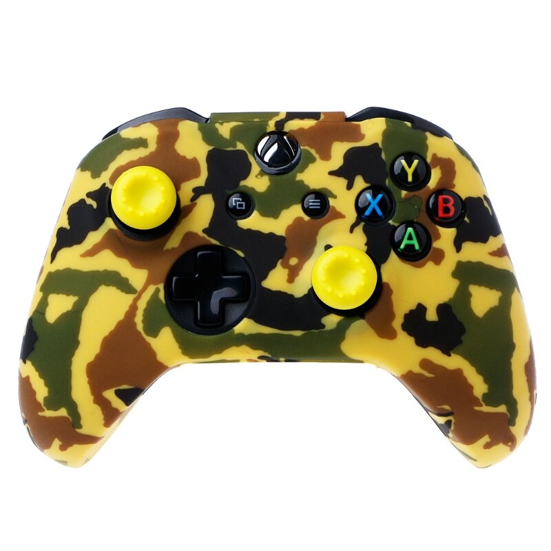 Funda de silicona de camuflaje + 2 Joystick para xbox one X S, mando P9YE: Yellow
