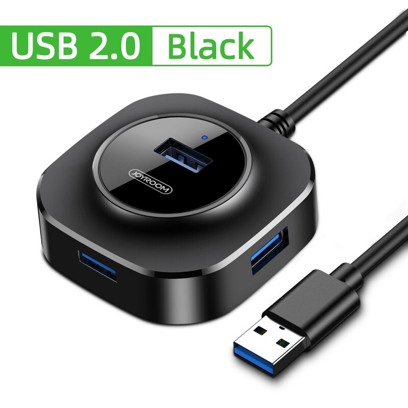 Joyroom USB Hub 3.0 Hub USB 2.0 Adapter 4 Ports Speed Multiple usb3.0 Adapter With Micro USB For Computer USB Splitter 0.25M: USB 2.0 Cable Black