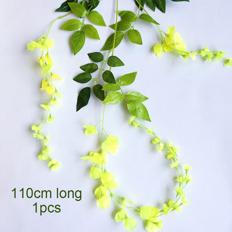1PC 110cm Silk Wisteria Flowers White Hanging Flower For Decor Artificial Plants For Wedding Party Wall Decoration DIY Home: 7