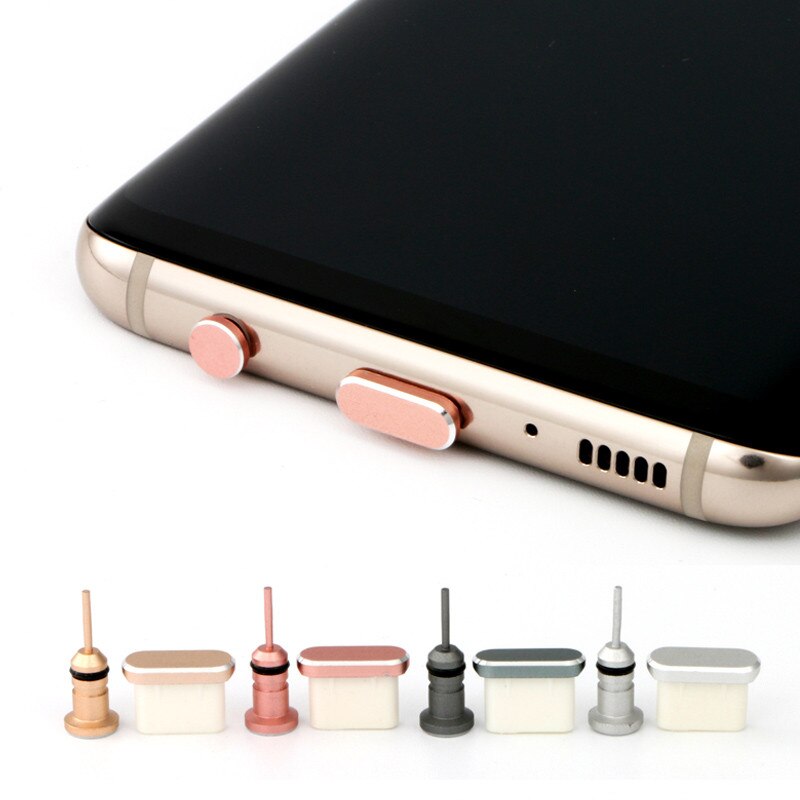 Metal Type C USB C Plug Set Earphone Jack 3.5 Stof Plug For Huawei P40 Lite Redmi Note 7 Accesorios Para Celular USB Cover Plug