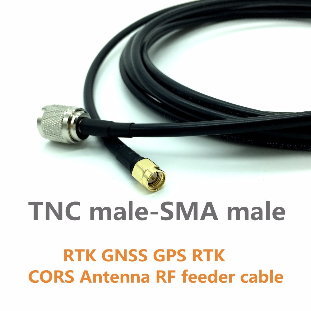 RF feeder cable TNC-SMA 5 meters,Applied to RTK GNSS antenna, CORS GPS antenna, Impedance,50 ohms RG58 pure copper cable