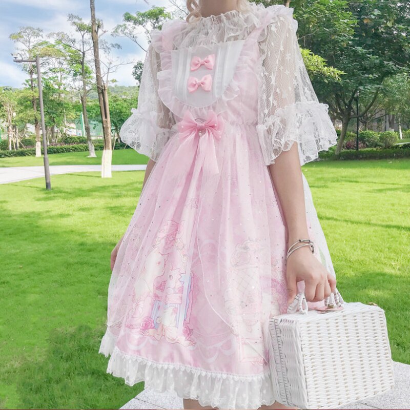 Kawaii lolita kjoler til cos loli pige sød fe tøj japansk jsk under blonde skjorte gotisk victoriansk robe lolita