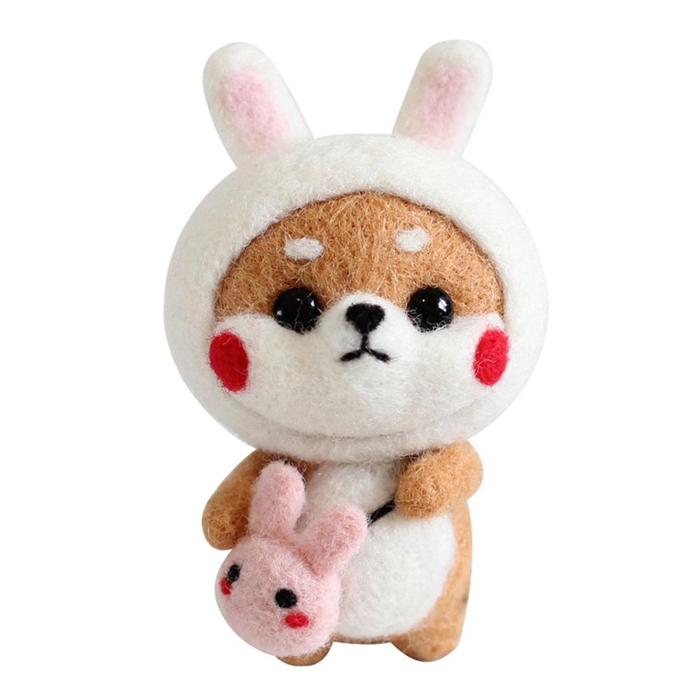 DIY Needle Felting Kit Needle Crafts Wool Felting Animals Kit DIY Handmade Non Finished Dog Handcraft with Needle Felting: 015