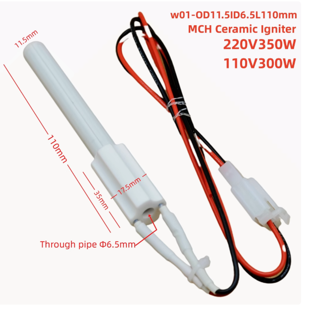 Ceramic Igniter 220V350wBBQ Wood Pellet Ignition Rod MCH Ceramic Heating Tube: indigo