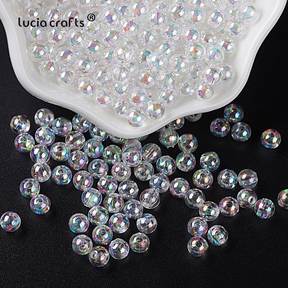 4-12mm AB Color Transparent Imitation Pearl Bead ABS Clear Loose Round Spacer Bead DIY Bracelet Material Jewelry Making E1222