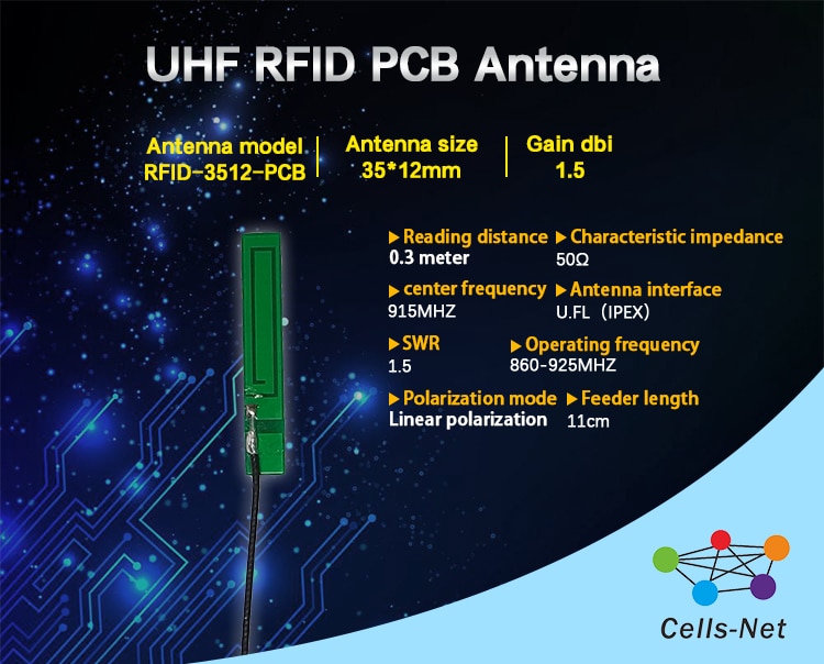 Uhf Pcb Antenne Flexibele Pcb Antenne Klein Volume Ingebouwde Rfid Antenne 74*5Mm