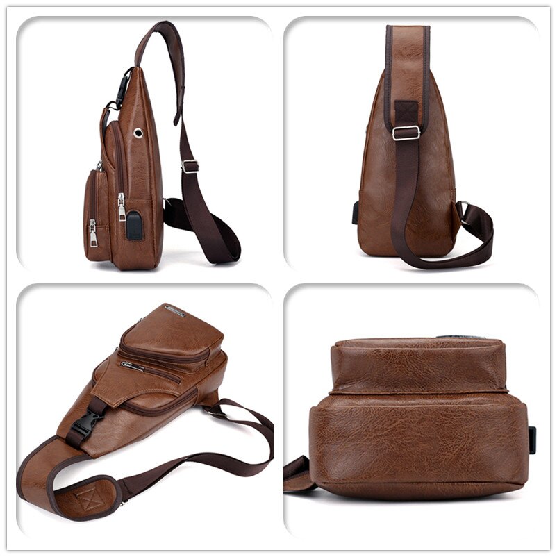 Crossbody Bags USB Chest Bag Messenger bag Leather Shoulder Bags Diagonal Package travel bag