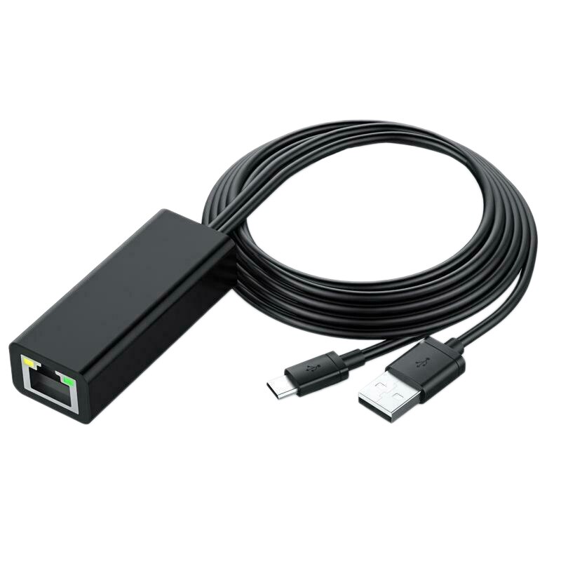 Micro-USB to RJ45 Network Card 10/100 Mbps Ethernet with LED for HD TV: Black