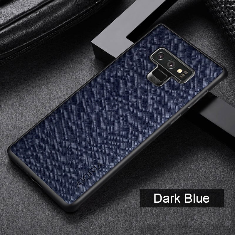 Case for Samsung Galaxy Note 9 Case TPU Around The Edge Protection Perfect PU Leather: Dark blue