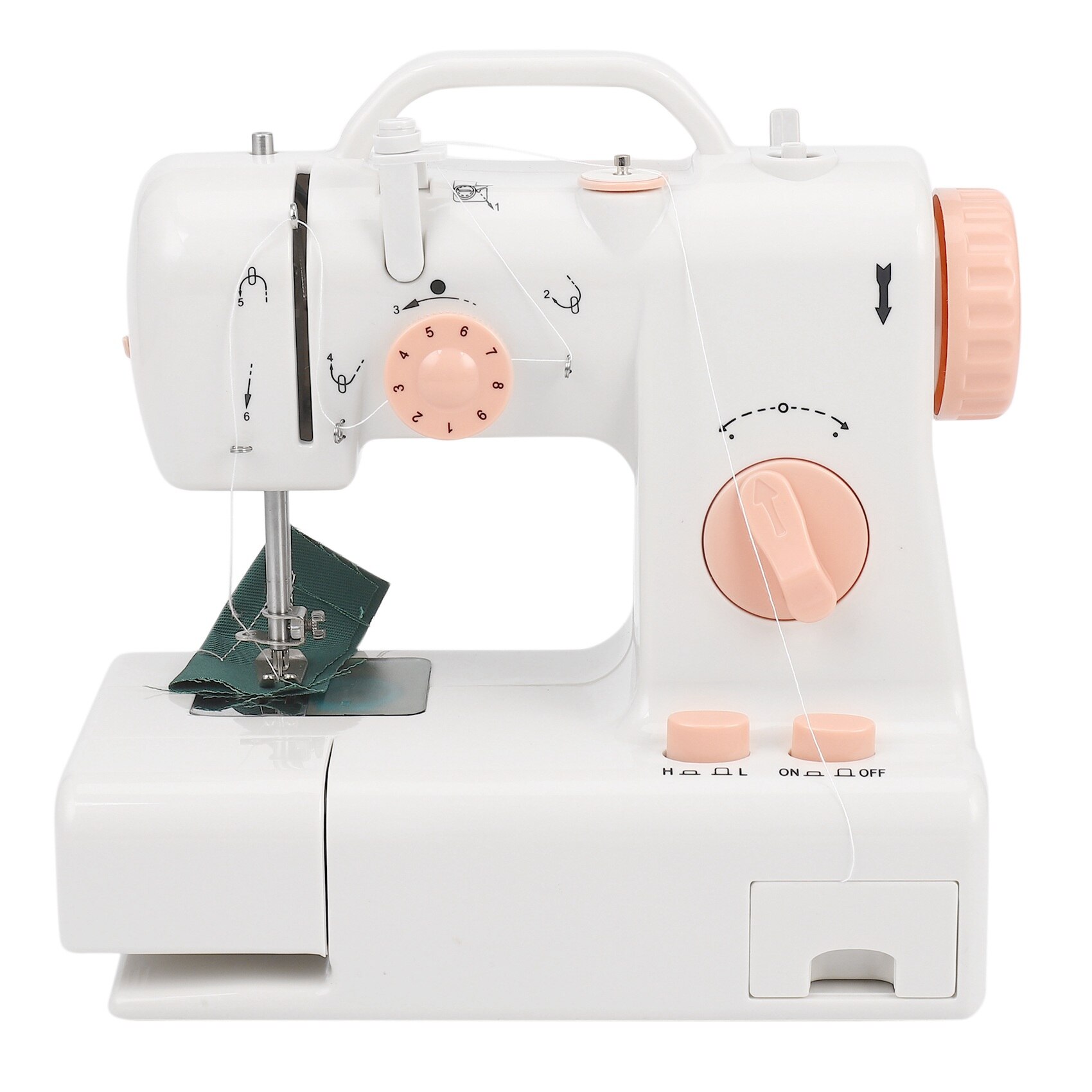 Mini Sewing Machine Fhsm-318 Built-In Light Household Multi-Function Crafting Mending Machine Easily Carried Eu Plug