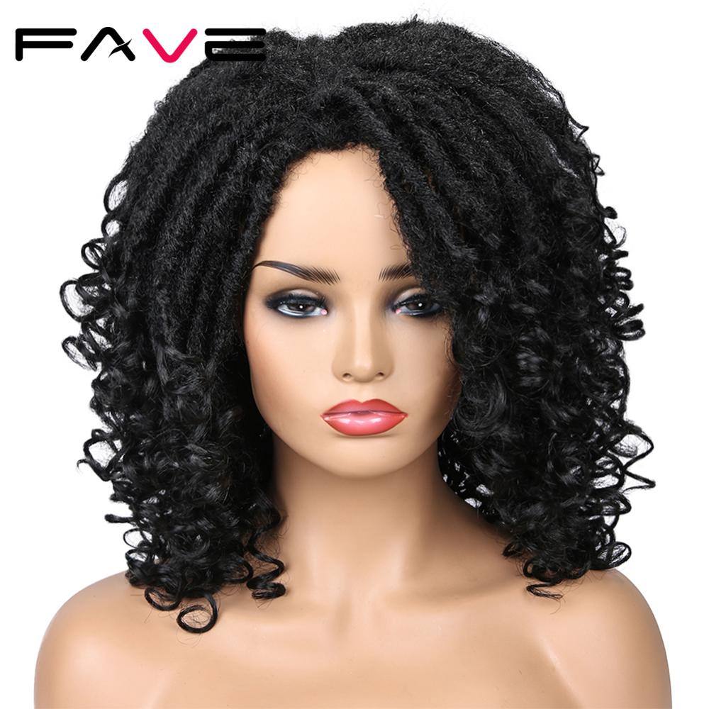 FAVE Dreadlock perruque noir Afro cheveux bouclés tressé torsion Dreadlock perruques résistant à la chaleur fibre synthétique quotidien fête perruque pour les femmes