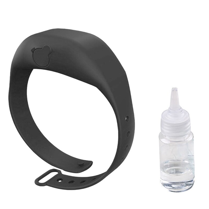1 set vuxen barn flytande handdispenser armband bärbar återanvändbar armband armband handdesinfektionsdispenser 10ml handledsstöd: Svart