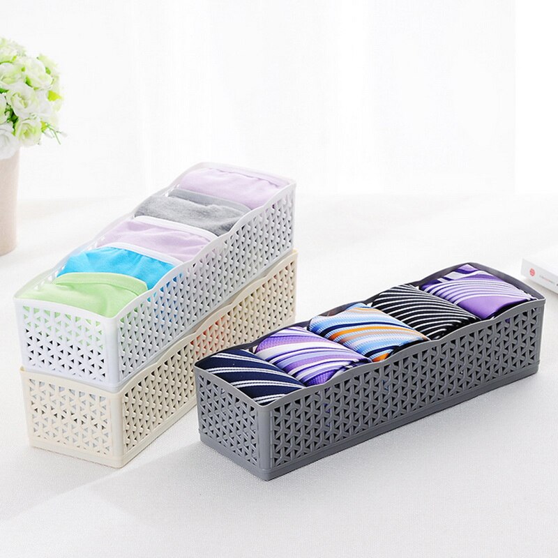 Opbergdoos 5 Grids multifunctionele Opslag Mand Garderobe Voor Stropdas Bra Sokken Ondergoed Plastic Container Makeup Organizer