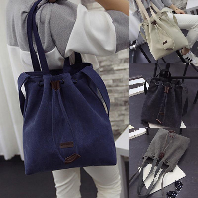 Vrouwen Canvas Schoudertassen Koord Handtas Emmer Tote Messenger Bags Purse Satchel Mode Tassen voor Vrouwen