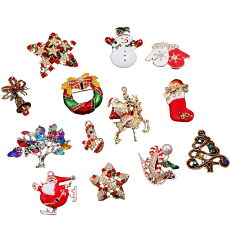 Christmas Brooch Pins - Santa Hat, Gloves, Bells, Socks, Candy - Enamel Lapel Pin Badge