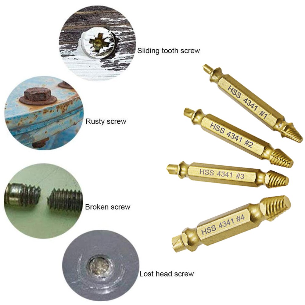 5pcs Damaged Extractor Screw Drill Set Stripped Broken Screw Extractor Screw Extractor Easily Take Out Demolition Tools