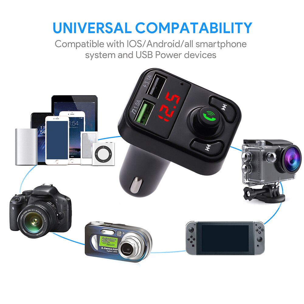 Transmisor FM inalámbrico con Bluetooth 5,0 para coche, receptor de Audio manos libres, reproductor MP3 automático, Cargador rápido USB Dual, accesorios para coche