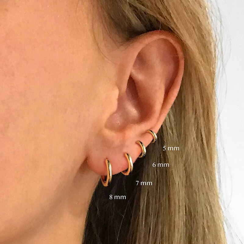 Pendientes de aro minimalistas de acero inoxidable para mujeres y niñas, aretes pequeños de Color dorado, de boda, hebilla suave para hueso del oído, 2 uds.