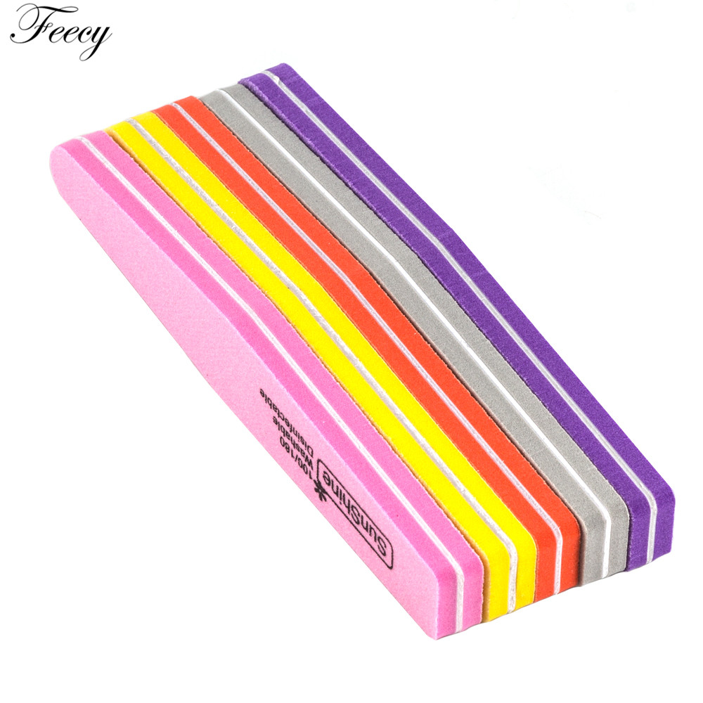 10 Stks/partij Nail File Buffer 100 /180 Grit Tweezijdige Nagelvijlen Set Wasbare Pedicure Manicure Tool Nail Gel polijsten Remover