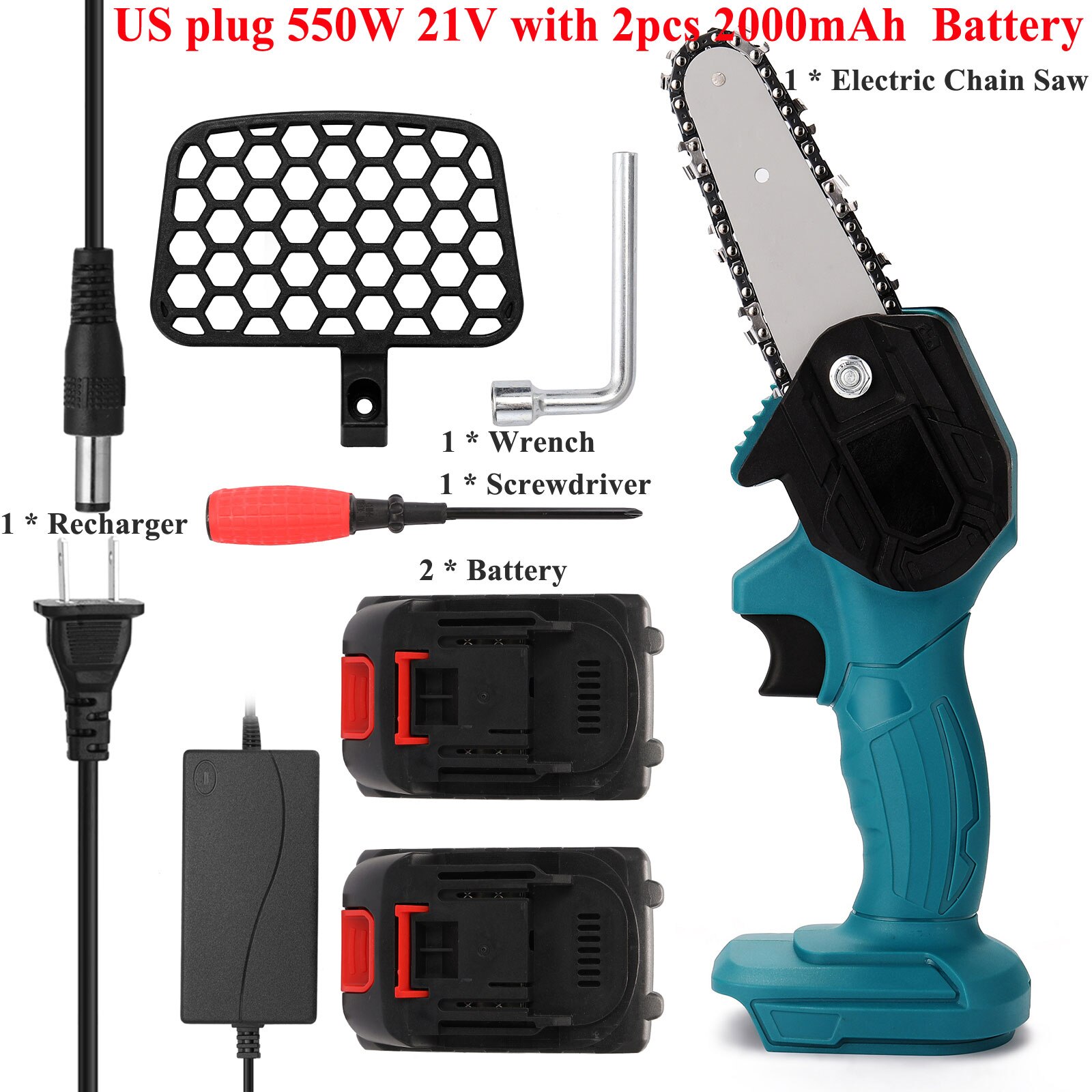 21V Lithium Batterij (Twee) draagbare Elektrische Snoeizaag Oplaadbare Kleine Elektrische Zagen Houtbewerking One-Handed Elektrische Zaag