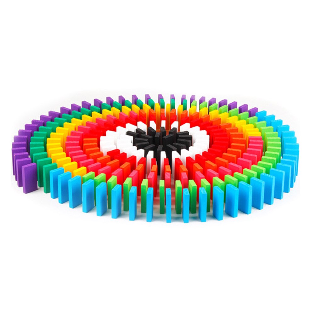 120pcs Children Color Sort Rainbow Wood Domino Blocks Kits Early Bright Dominoes Games Educational Toys For Kid