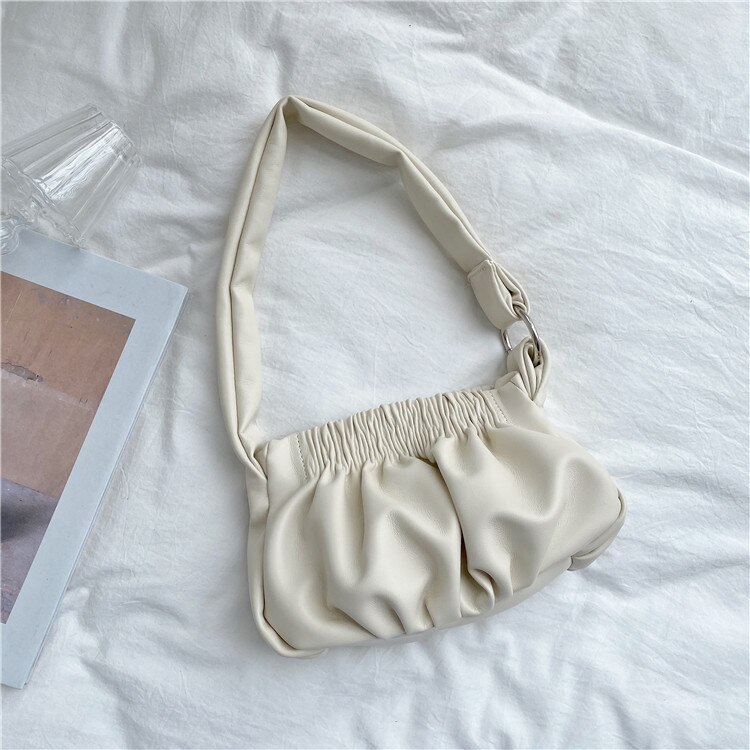 falten Wolke Totes Taschen für Frauen Unterarm Tasche PU Leder Frauen Handtaschen Abend Kupplung Geldbörsen Dame Knödel Handtaschen Neue: weiß