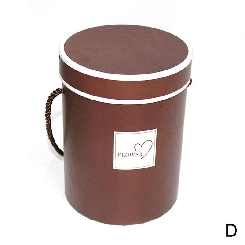 Valentine's Day Portable Round Small Hug Bucket Rose Flower Box Flower Packaging Box with Hand Mother's Box: D