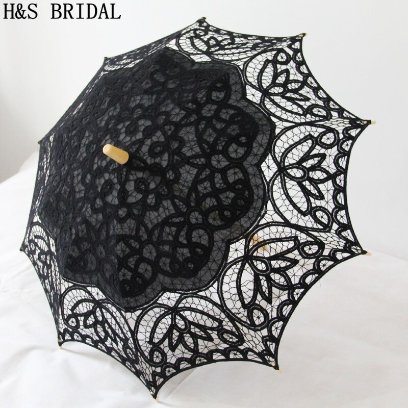 H &amp; S BRIDAL Beige Kant Paraplu Parasol Borduurwerk Bruid Paraplu Witte Bruiloft Paraplu Ombrelle Dentelle Parapluie Mariage