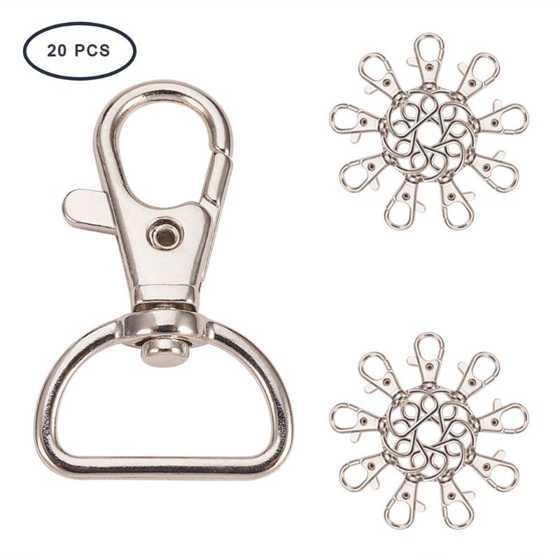 20Pcs 360 ° Swivel Trigger Snap Haken Karabijnsluiting D Ring Sleutelhanger Bevindingen: Default Title