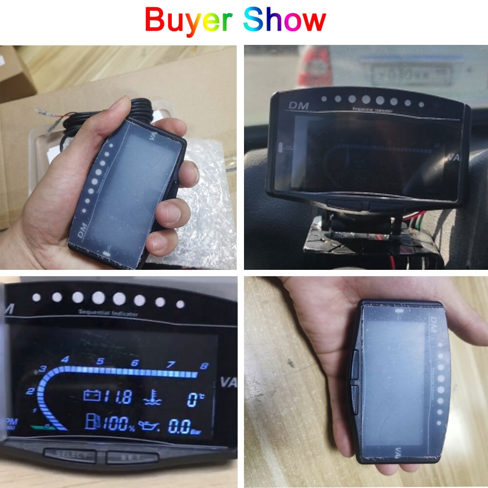 Sensor de temperatura del agua 5 en 1 para coche, medidor de temperatura de agua LCD de 10mm, voltímetro de voltios, indicador de combustible, tacómetro, medidor de presión de aceite, NPT1/8