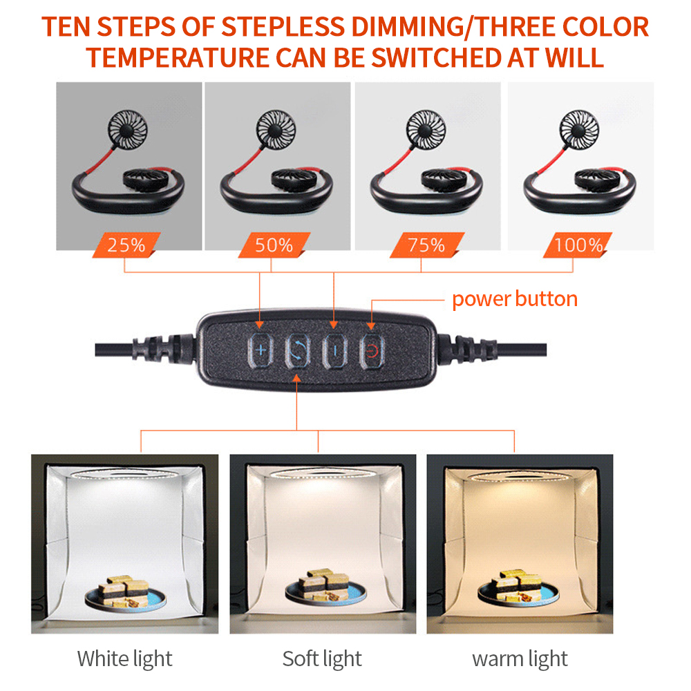 30cm Photo Studio Light Box Mini Led LightBox Dimmable Softbox Photography Shooting Tent Kit 6 Color Backdrops for Small Items