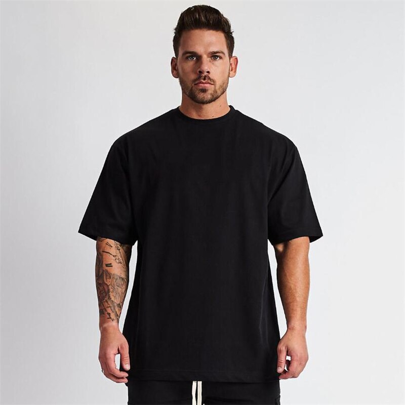 Running Oversized T shirt Men Gym Bodybuilding and Fitness Loose Casual Lifestyle Wear T-shirt Male Streetwear Hip-Hop Tshirt