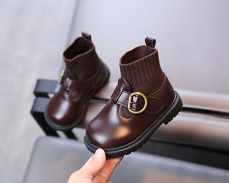 Filles bottes courtes automne hiver style scolaire à la fille princesse enfants chaussettes et bottes 1-3 ans: Rouge / 22
