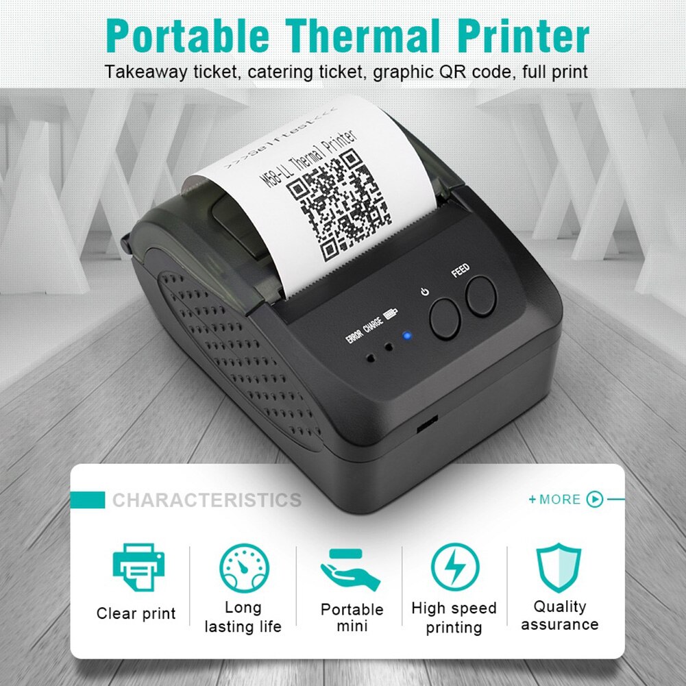 58mm Bluetooth 4.0 Printer Barcode Receipt Thermal Printer for Android iOS