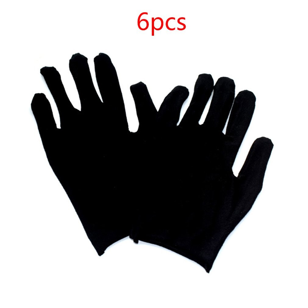 Noir 6 paires gants Inspection coton travail gants haute Stretch gants mince épais résistant aux taches de: Thin / L