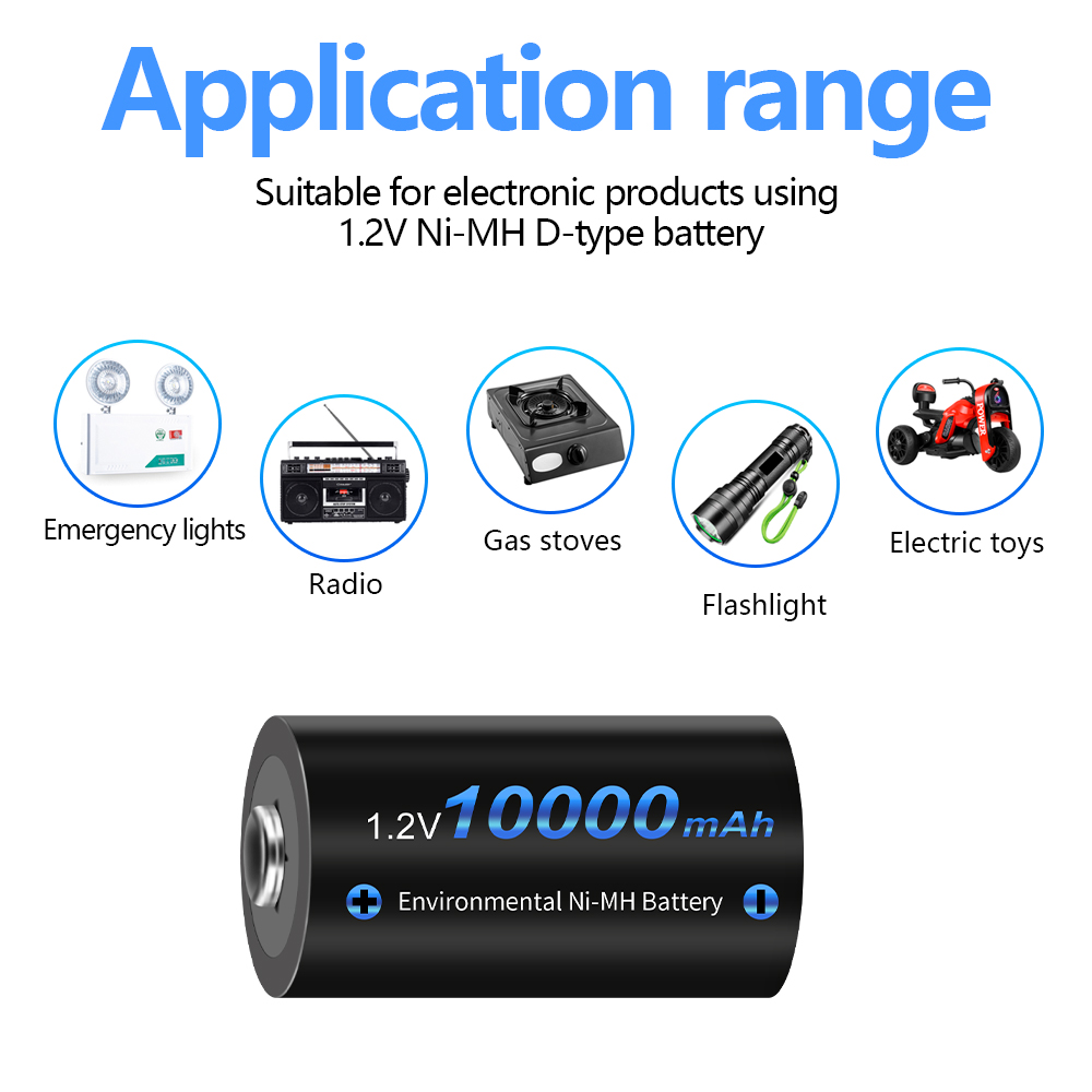 CITYORK 1,2 V LR20 D tamaño batería recargable 10000mAh tipo D R20 NIMH batería + cargador inteligente LCD para baterías AA AAA C D 9V
